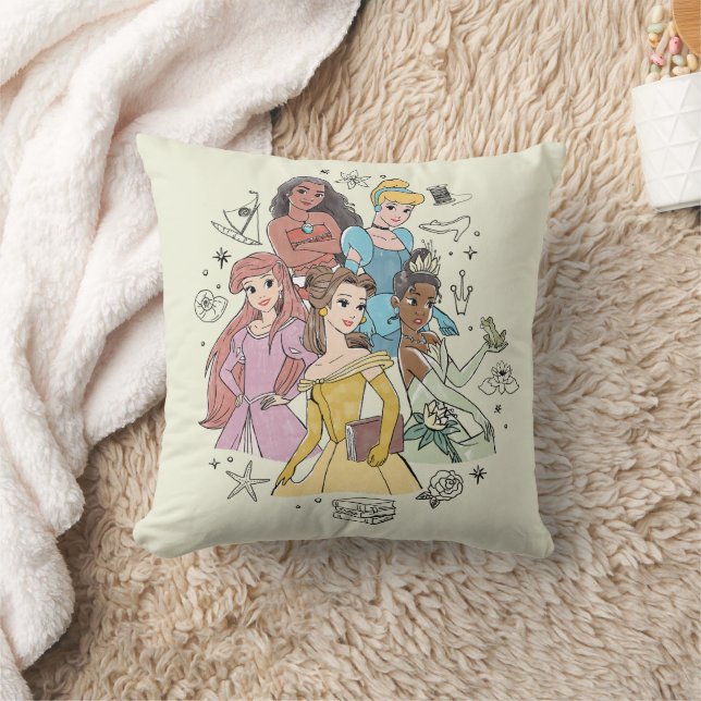 Disney Princess Marker Doodles Throw Pillow (Blanket)
