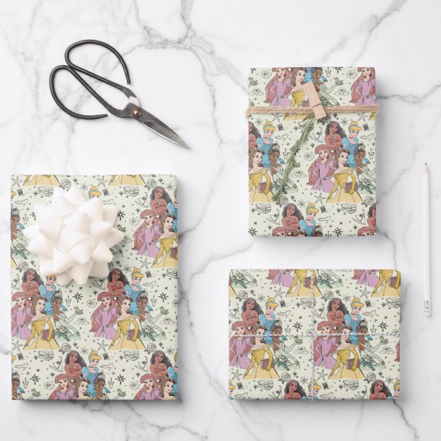Disney Princess Marker Doodles Wrapping Paper Sheet (Front)