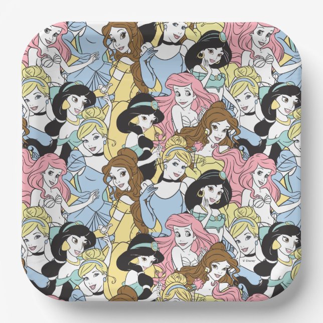 Disney Princess | Monogram Oversized Pattern Paper Plate (Front)