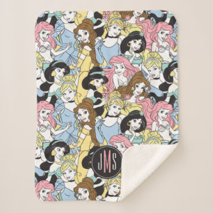 Disney Princess   Monogram Oversized Pattern Sherpa Blanket