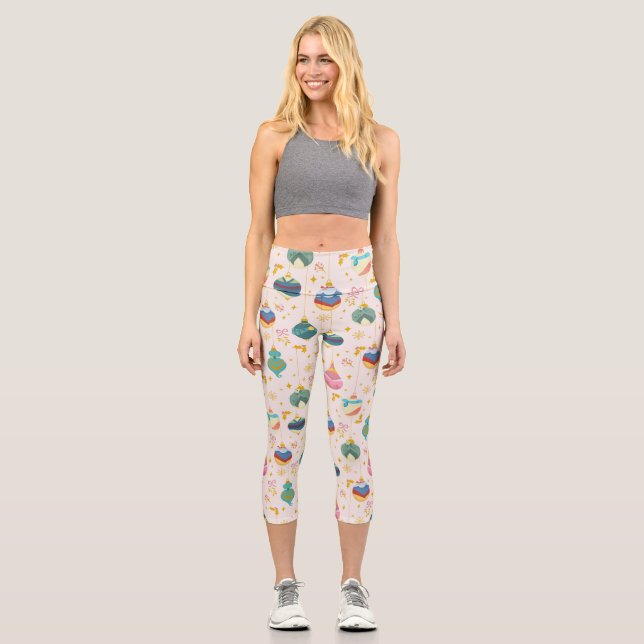 Disney Princess Ornament Pattern Capri Leggings (Front)