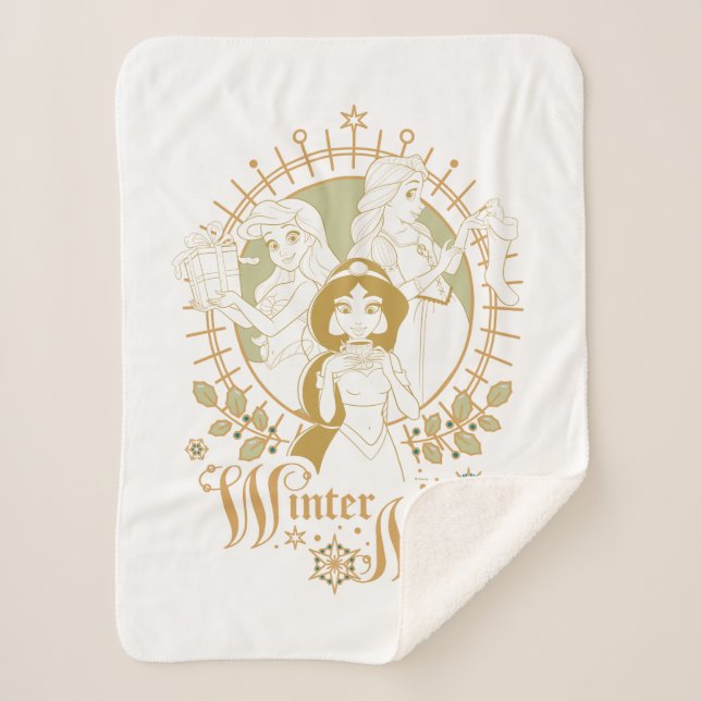 Disney Princess Ornaments | Winter Magic Sherpa Blanket (Front)
