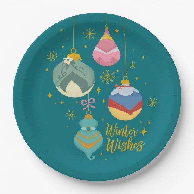 Disney Princess Ornaments | Winter Wishes Paper Plate (Front)