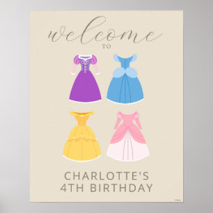 Disney Princess Robes Affiche de bienvenue d'anniv