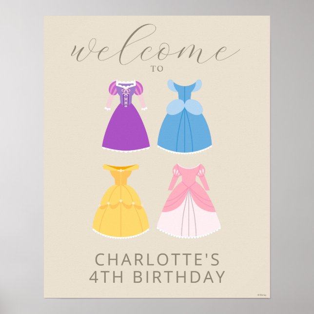 Disney Princess Robes Affiche de bienvenue d'anniv (Devant)