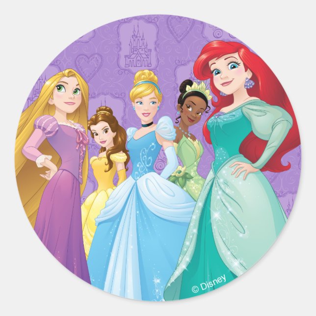 Disney Princesses | Fearless Is Fierce Classic Round Sticker (Front)