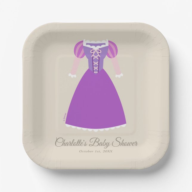 Disney Rapunzel Dress | Girl Baby Shower  Paper Plate (Front)