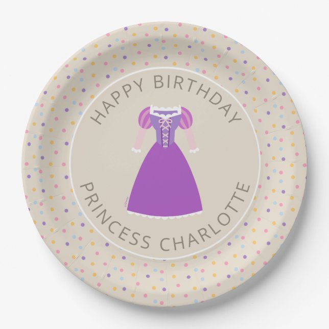 Disney Rapunzel Dress | Girl's Birthday Paper Plate (Front)