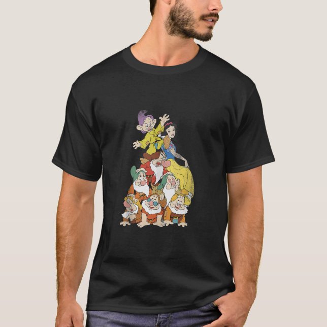 Disney Snow White And The Seven Dwarfs Group Stack T-Shirt (Front)