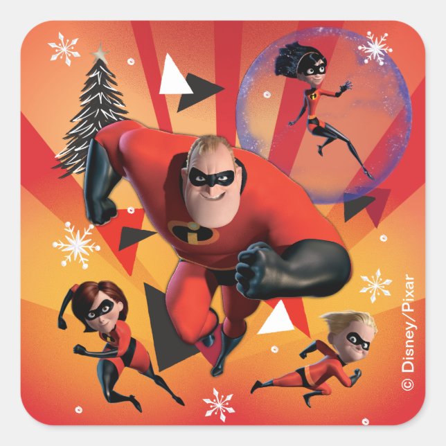 Disney | The Incredibles | Holiday Heroes Square Sticker (Front)