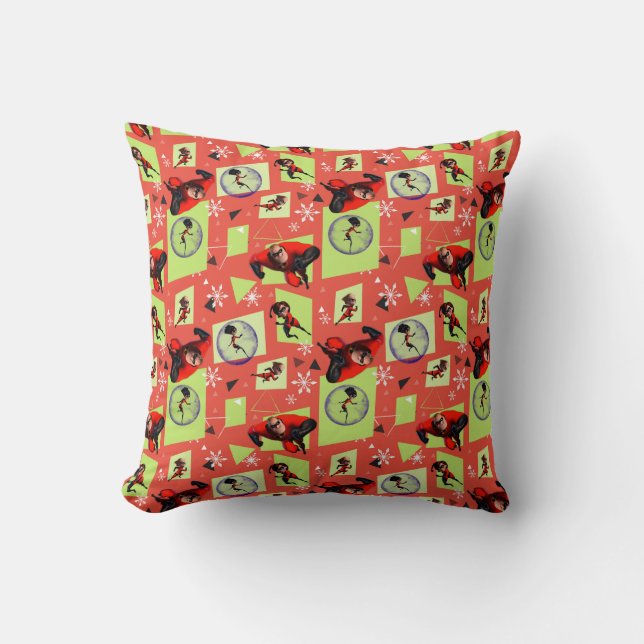 Disney | The Incredibles | Retro Holiday Pattern Throw Pillow (Front)