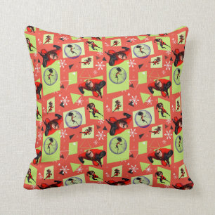 Disney   The Incredibles   Retro Holiday Pattern Throw Pillow