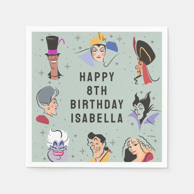 Disney Villains Birthday - Sage Green Napkin (Front)
