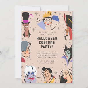 Disney Villains Halloween Costume Party - Pink Invitation
