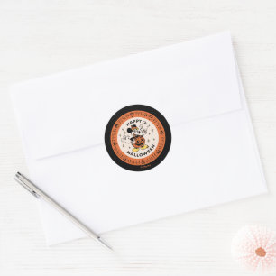 Disney Vintage Mickey Pumpkin Happy Halloween Classic Round Sticker