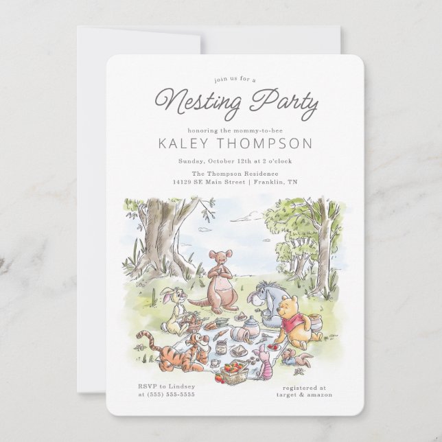 Disney Winnie the Pooh Nesting Party Invitation (Front)