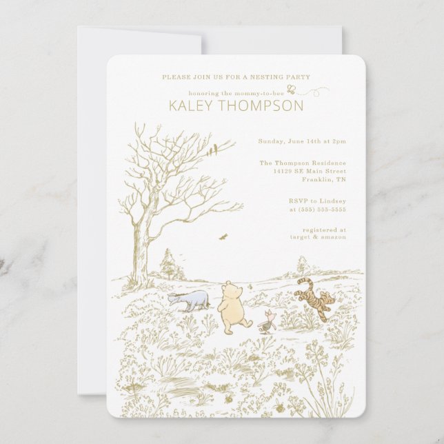 Disney Winnie the Pooh Nesting Party Invitation (Front)