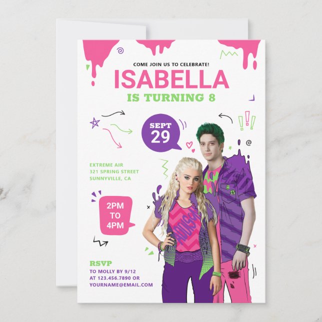 Disney Zombies Kids Birthday Invitation (Front)