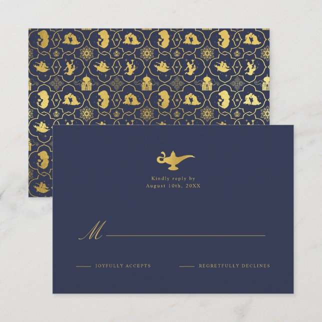 Disney's Aladdin Gold Wedding RSVP (Front/Back)