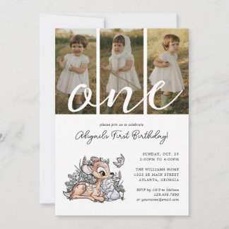 Disney's Bambi 1st Birthday | Photo Collage Invitation
