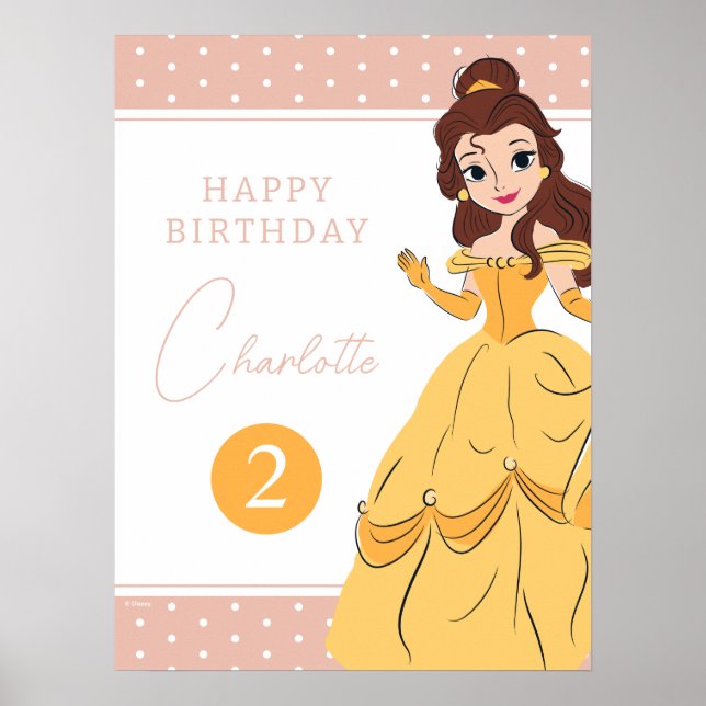 Disney's Belle | Polka Dot Girl's Birthday Poster (Front)