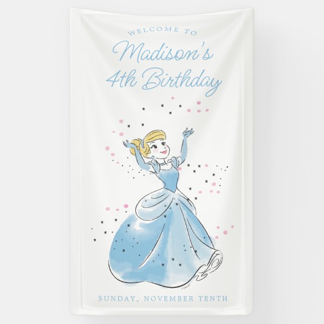 Disney's Cinderella | Floral Watercolor Birthday Banner (Vertical)