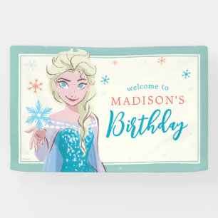 Disney's Elsa from Frozen Floral Girls Birthday  Banner