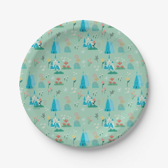Disney's Elsa from Frozen Floral Girls Birthday  Paper Plate (Front)