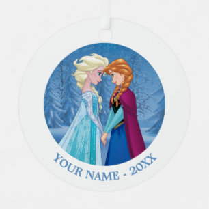 Disney's Frozen Anna and Elsa   Facing Each Other  Metal Ornament