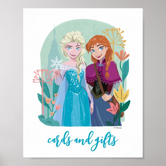 Disney's Frozen Anna & Elsa Birthday Card Table Poster (Front)