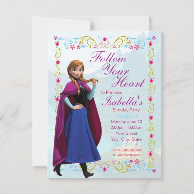 Disney's Frozen Anna Floral Birthday Party  Invitation (Front)