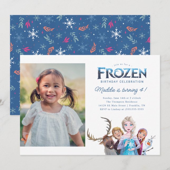Disney's Frozen Characters Birthday - Photo Invitation (Front/Back)