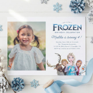 Disney's Frozen Characters Birthday - Photo Invitation