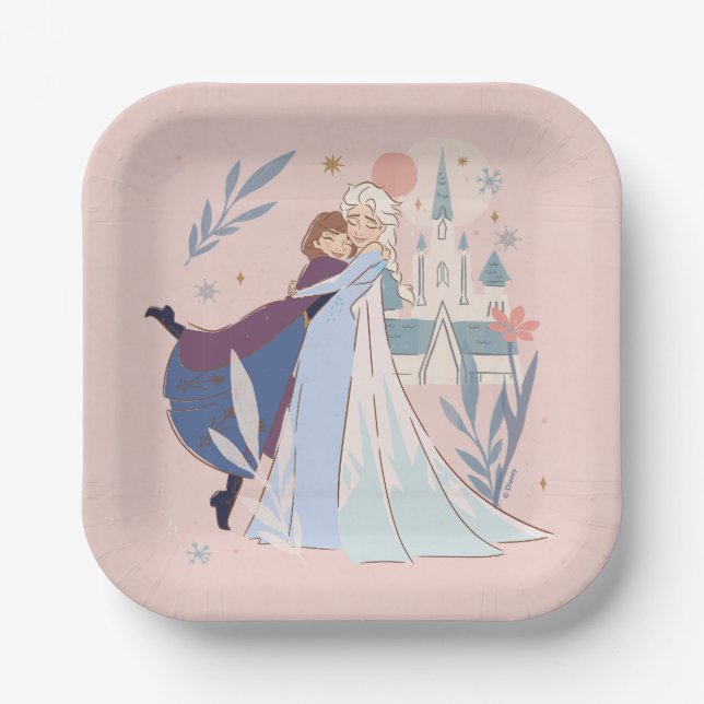 Disney's Frozen Floral Girl's Birthday Paper Plate (Front)