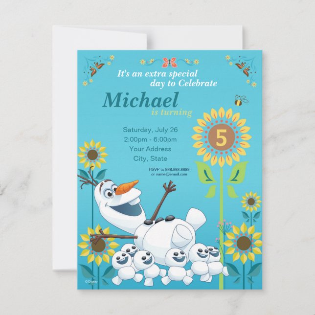 Disney's Frozen Summer Olaf Birthday Party Invitation (Front)