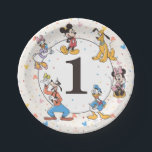 Disney's Mickey & Friends Character Birthday Paper Plate<br><div class="desc">Make your little one's first birthday extra special with this Mickey & Friends 1st Birthday Party Plate. Featuring beloved Disney characters like Mickey Mouse, Minnie Mouse, Donald Duck, Daisy Duck, Goofy, and Pluto, this plate is designed with colourful confetti and a bold number "1" at the centre. Perfect for serving...</div>