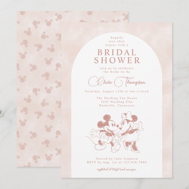 Disney's Mickey & Minnie Mouse Pink Bridal Shower Invitation (Front/Back)