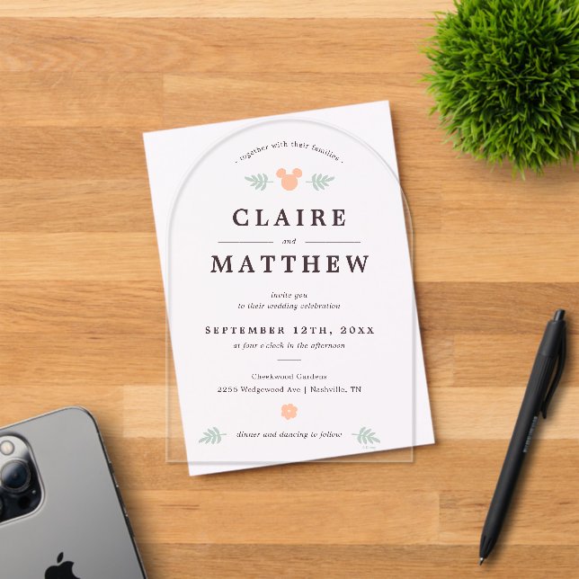 Disney's Mickey Mouse Love is in Bloom Wedding Acrylic Invitations (Insitu (Invitation Card))