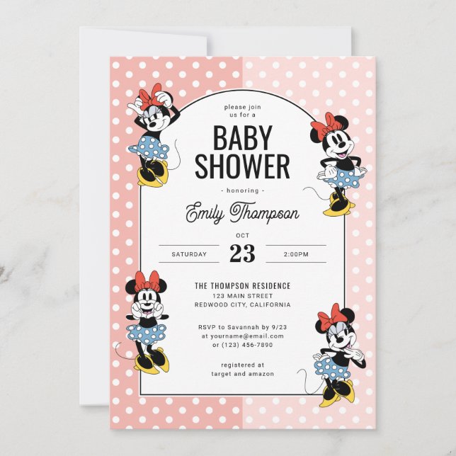 Disney's Minnie Mouse | Girl Baby Shower Invitation (Front)