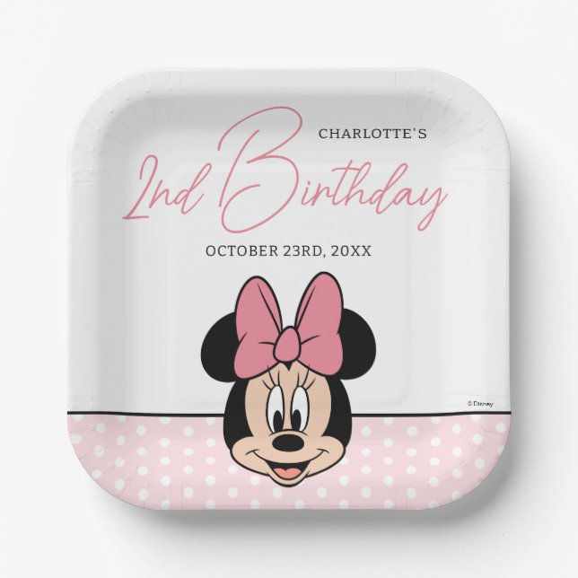 Disney's Minnie Mouse | Polka Dot Girl's Birthday Paper Plate (Front)