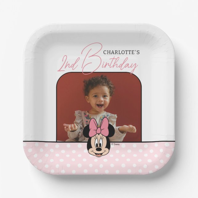 Disney's Minnie Mouse | Polka Dot Girl's Birthday Paper Plate (Front)