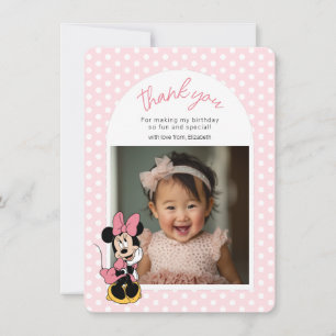 Disney's Minnie Mouse   Polka Dot Girl's Birthday Thank You Card