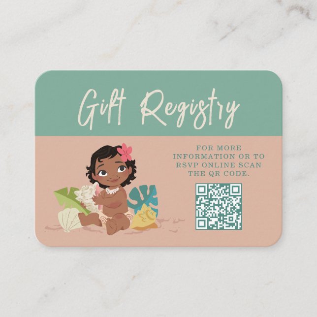 Disney's Moana Baby Shower Gift Registry Place Card (Front)