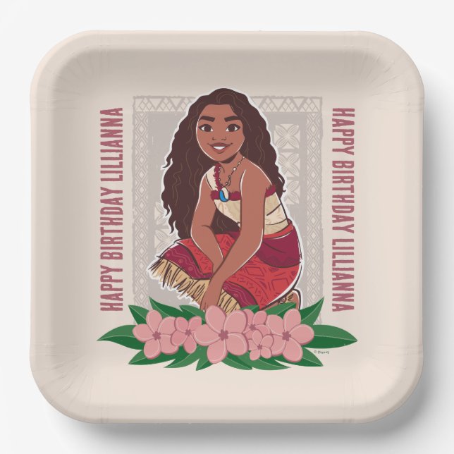 Disney's Moana Girl's Birthday Paper Plate (Front)