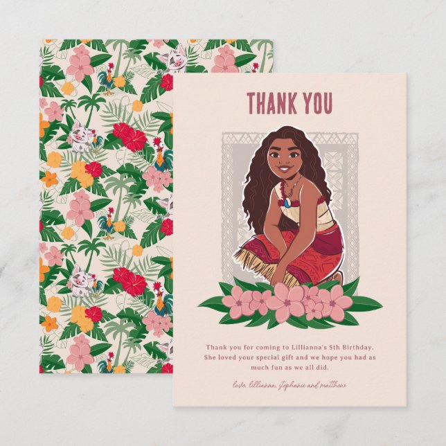 Disney's Moana Girl's Birthday Thank You Card (Front/Back)