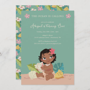 Disney's Moana The Ocean is Calling 1st Birthday Invitation