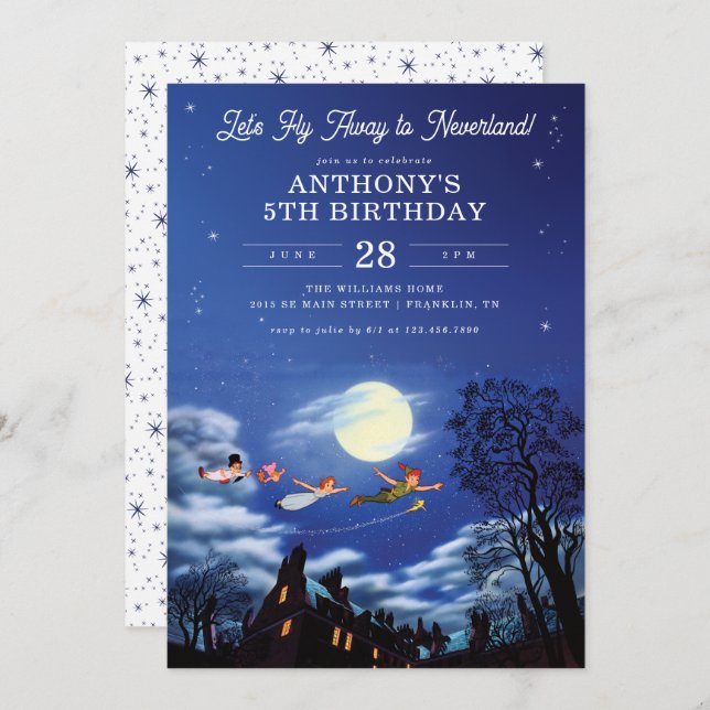 Disney's Peter Pan Neverland Birthday Invitation (Front/Back)