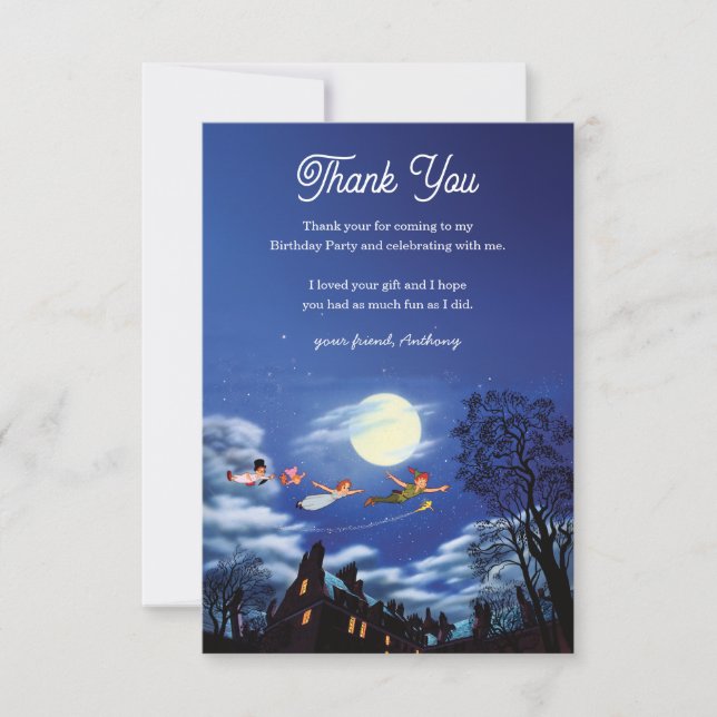Disney's Peter Pan Neverland Birthday Thank You Card (Front)