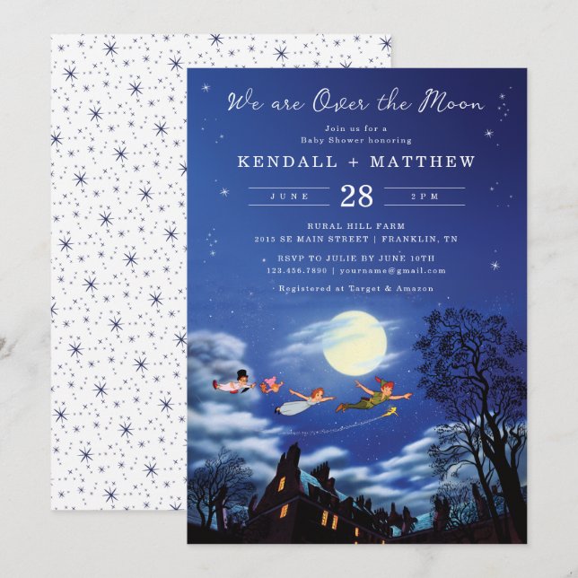 Disney's Peter Pan | Over the Moon - Baby Shower Invitation (Front/Back)