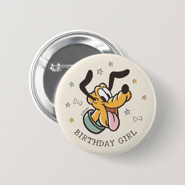 Disney's Pluto Birthday Girl 2 Inch Round Button (Front & Back)